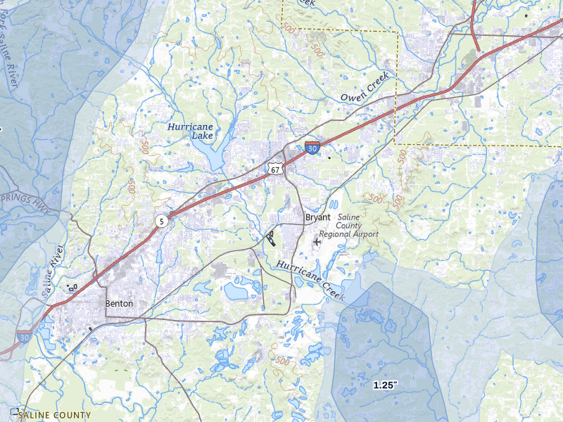 NEXRAD radar-signature map of the hail storm over Bryant, AR on Jun 1, 2026