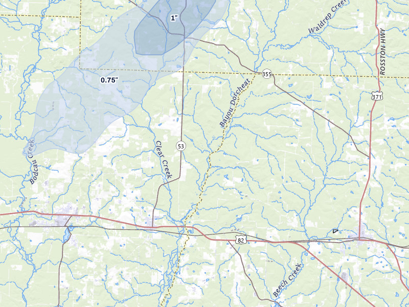 NEXRAD radar-signature map of the hail storm over Buckner, AR on Mar 6, 2026