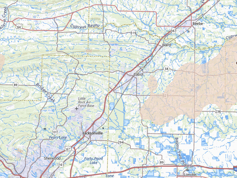 Radar-estimated hail-size map of the storm over Cabot, AR on Mar 15, 2026