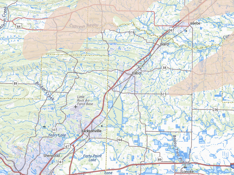Radar-estimated hail-size map of the storm over Cabot, AR on Apr 28, 2026