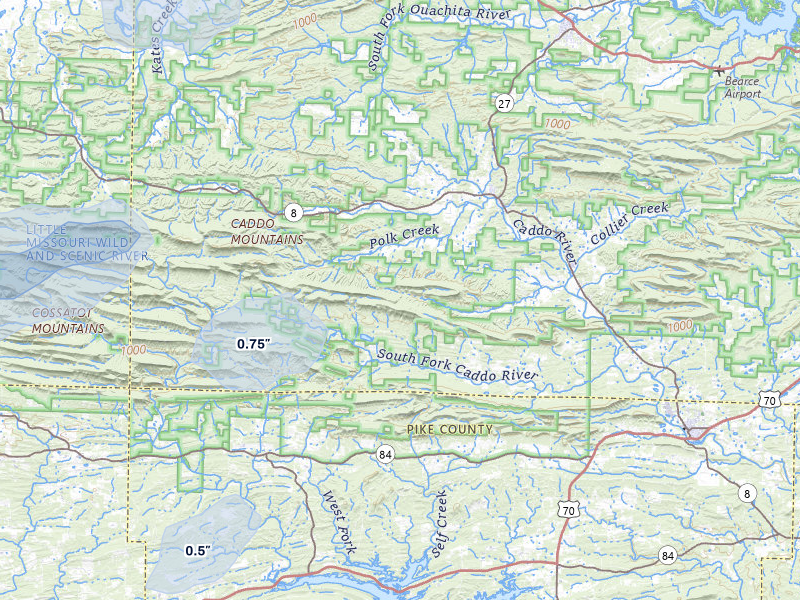 NEXRAD radar-signature map of the hail over Caddo Gap, AR