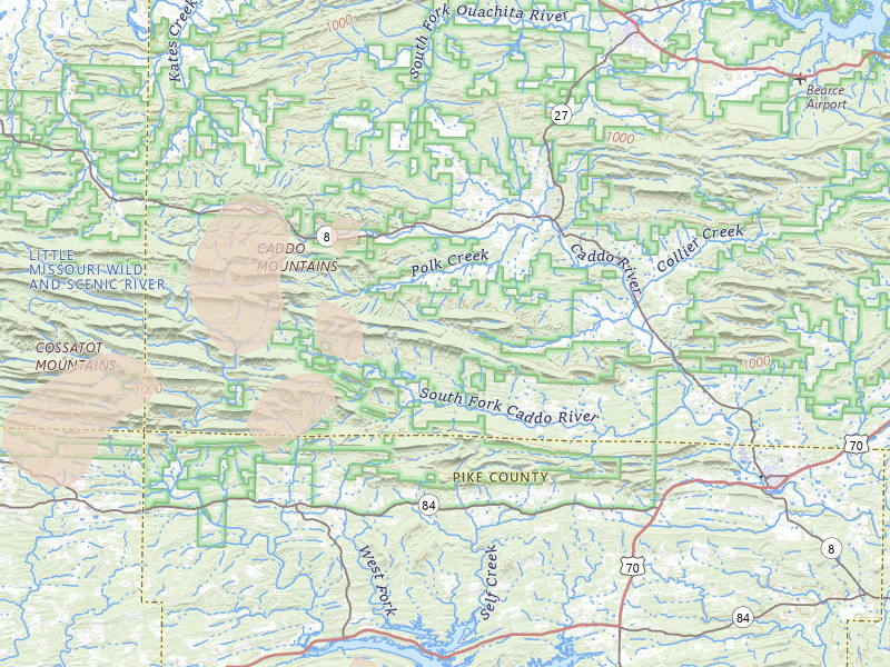 Radar-estimated hail-size map of the storm over Caddo Gap, AR on Jul 6, 2026