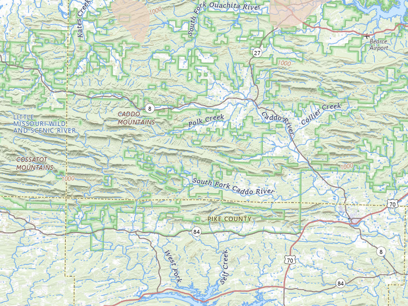 Radar-estimated hail-size map of the storm over Caddo Gap, AR on Jul 8, 2026