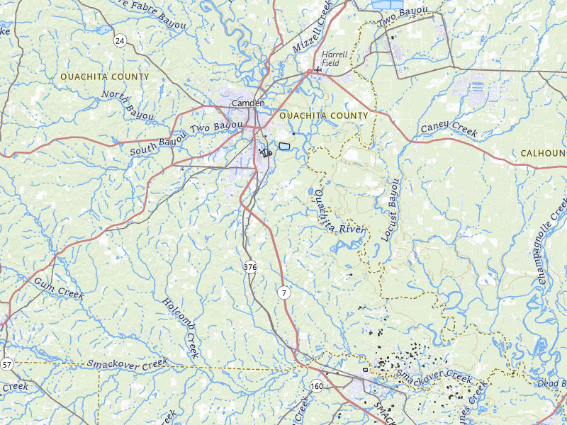 NEXRAD radar-signature map of the hail over Camden, AR