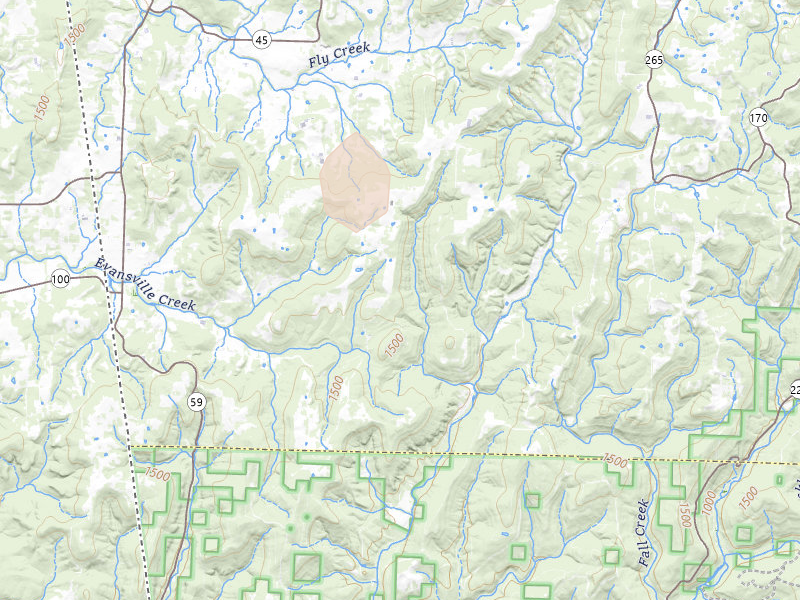 Radar-estimated hail-size map of the storm over Canehill, AR on Aug 26, 2026