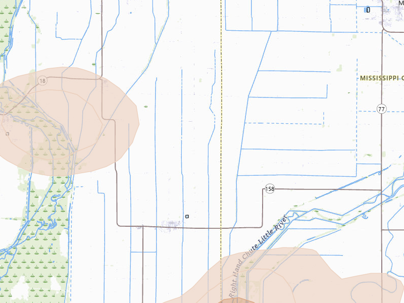 Radar-estimated hail-size map of the storm over Caraway, AR on Jul 11, 2026