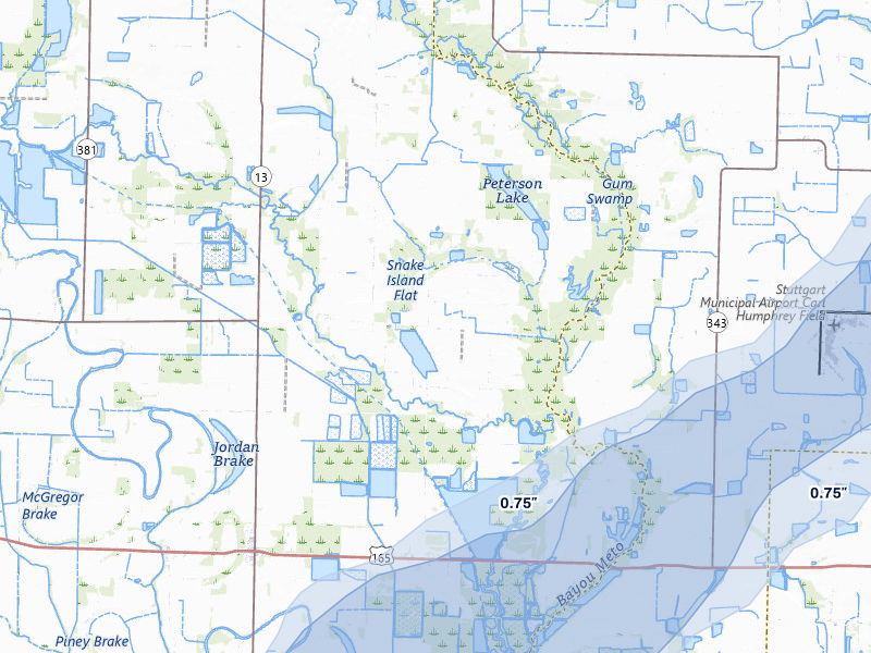 NEXRAD radar-signature map of the hail storm over Carlisle, AR on May 31, 2026