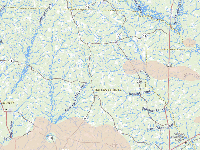 Radar-estimated hail-size map of the storm over Carthage, AR on Apr 28, 2026