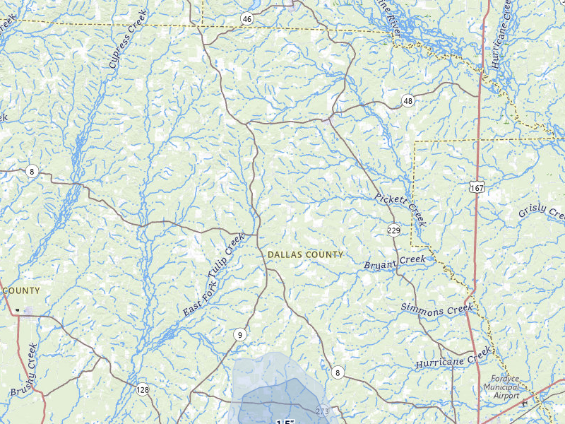 NEXRAD radar-signature map of the hail storm over Carthage, AR on May 30, 2026