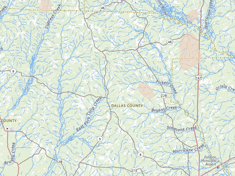 Radar-estimated hail-size map of the storm over Carthage, AR on Jul 4, 2026