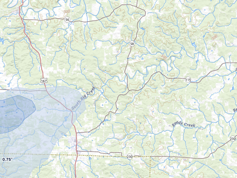 NEXRAD radar-signature map of the hail over Cave City, AR