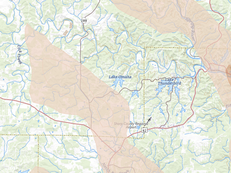 Radar-estimated hail-size map of the storm over Cherokee Village, AR on Jun 1, 2026