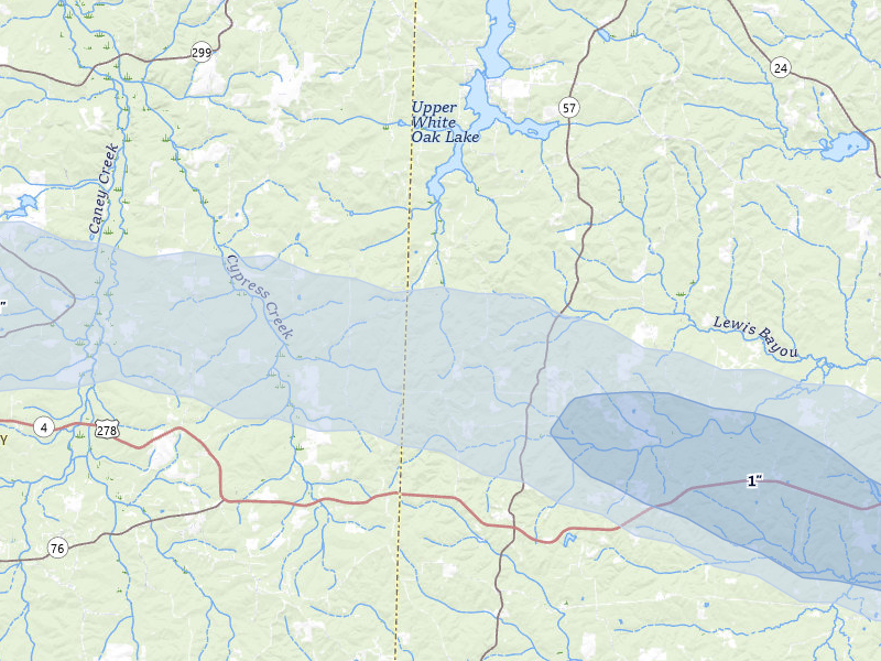 NEXRAD radar-signature map of the hail over Chidester, AR