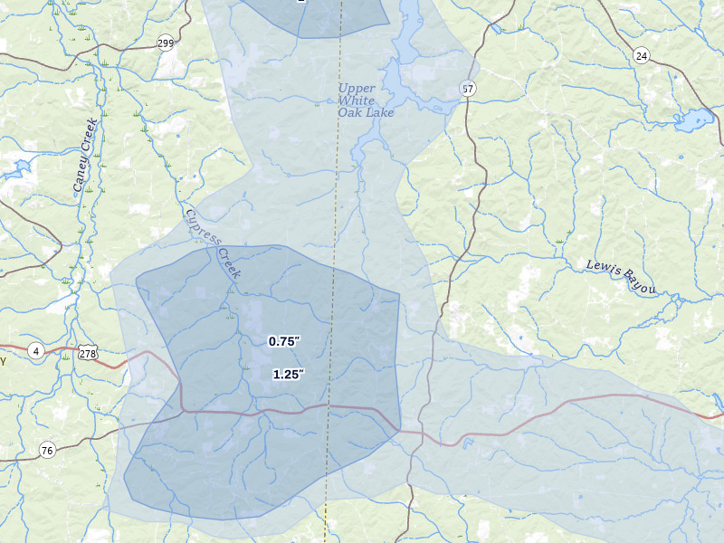 NEXRAD radar-signature map of the hail over Chidester, AR