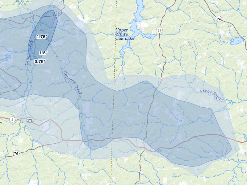 NEXRAD radar-signature map of the hail storm over Chidester, AR on Jul 12, 2026