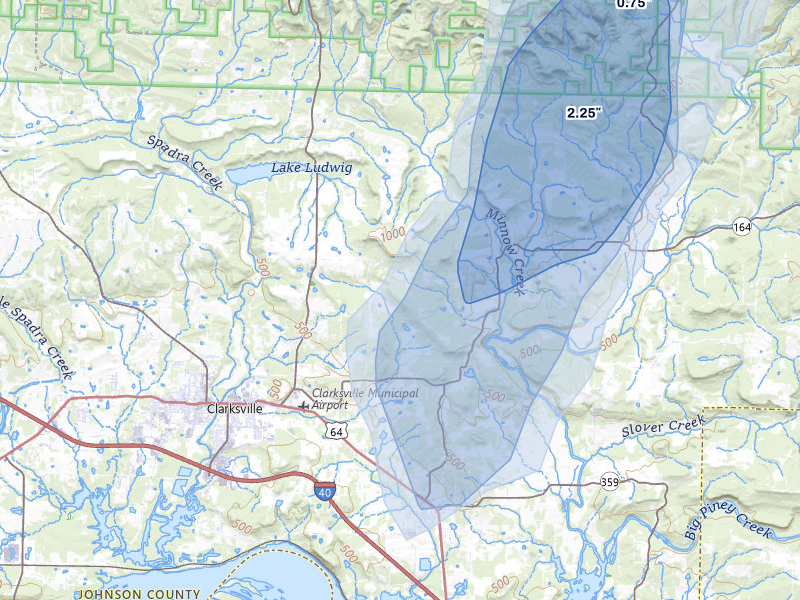 NEXRAD radar-signature map of the hail storm over Clarksville, AR on May 30, 2026