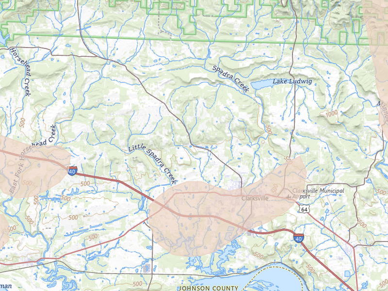 Radar-estimated hail-size map of the storm over Clarksville, AR on Aug 17, 2026