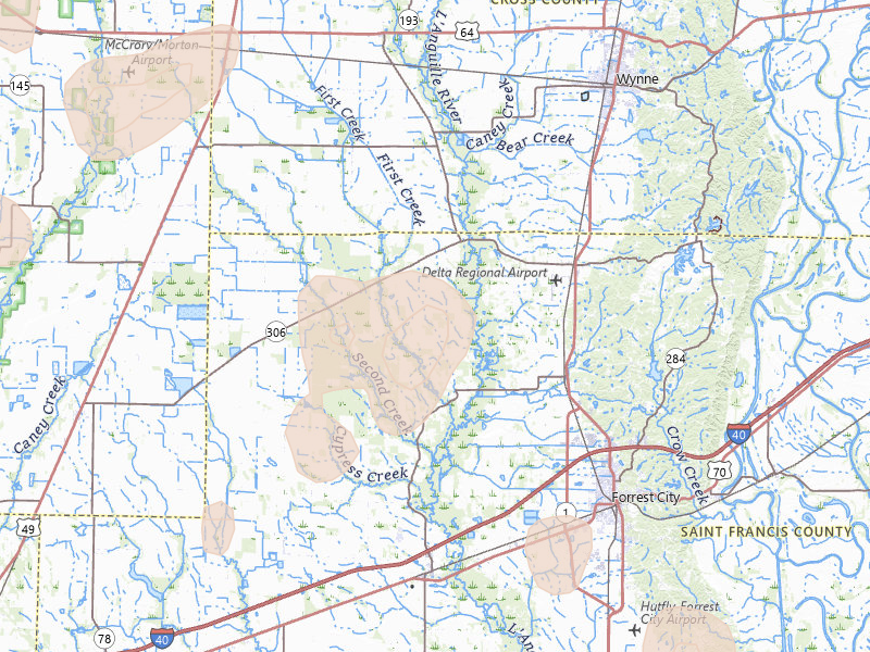 Radar-estimated hail-size map of the storm over Colt, AR on Jul 11, 2026
