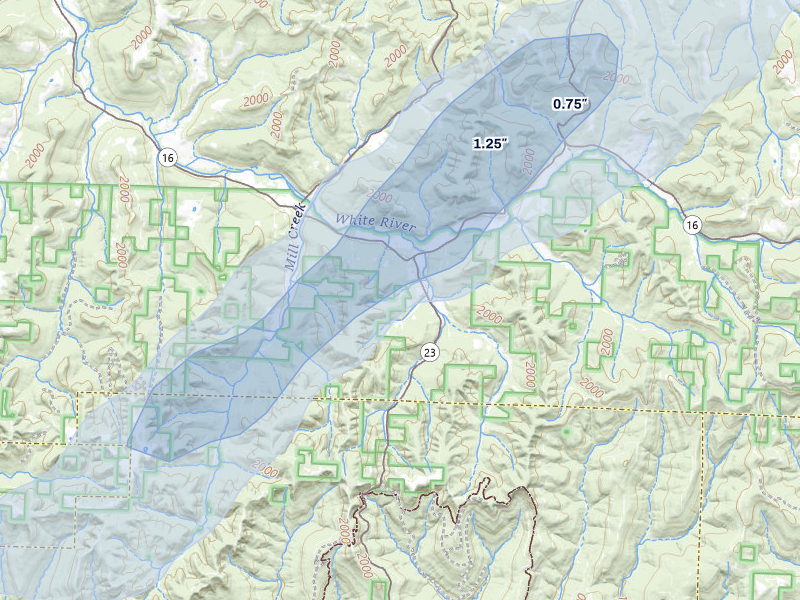 NEXRAD radar-signature map of the hail storm over Combs, AR on Mar 6, 2026