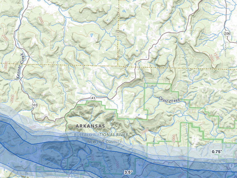 NEXRAD radar-signature map of the hail storm over Compton, AR on Apr 28, 2026