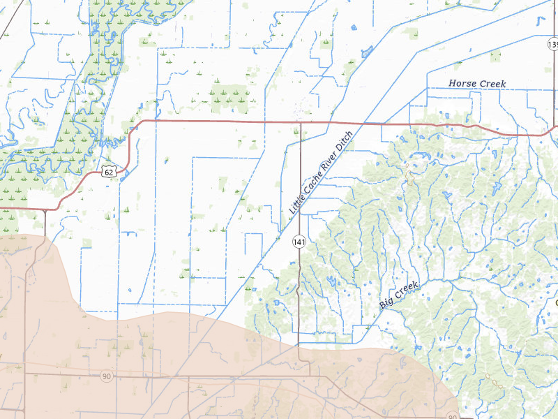 Radar-estimated hail-size map of the storm over Corning, AR on Apr 27, 2026