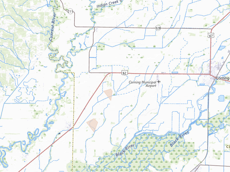 Radar-estimated hail-size map of the storm over Corning, AR on Aug 7, 2026