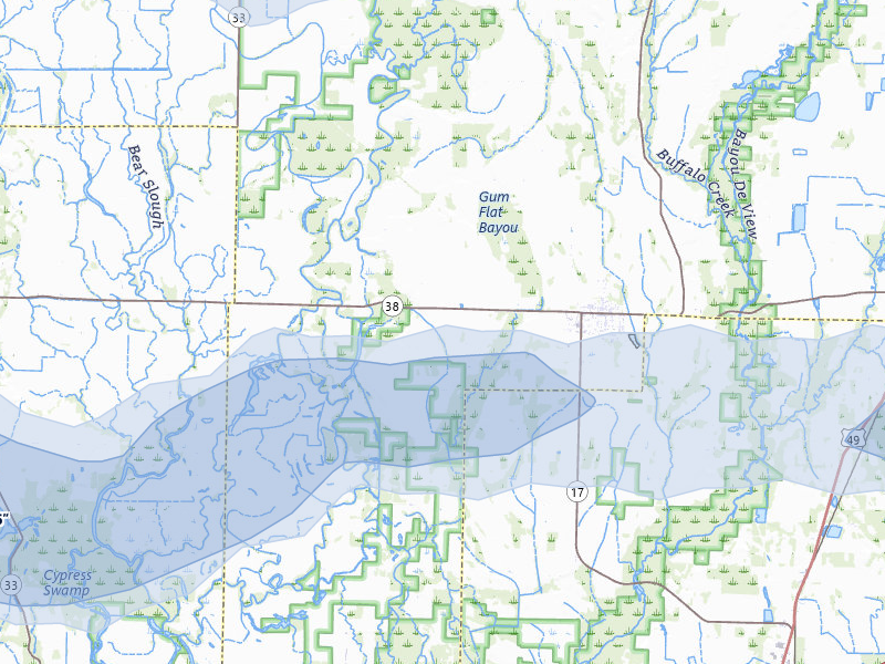 NEXRAD radar-signature map of the hail over Cotton Plant, AR