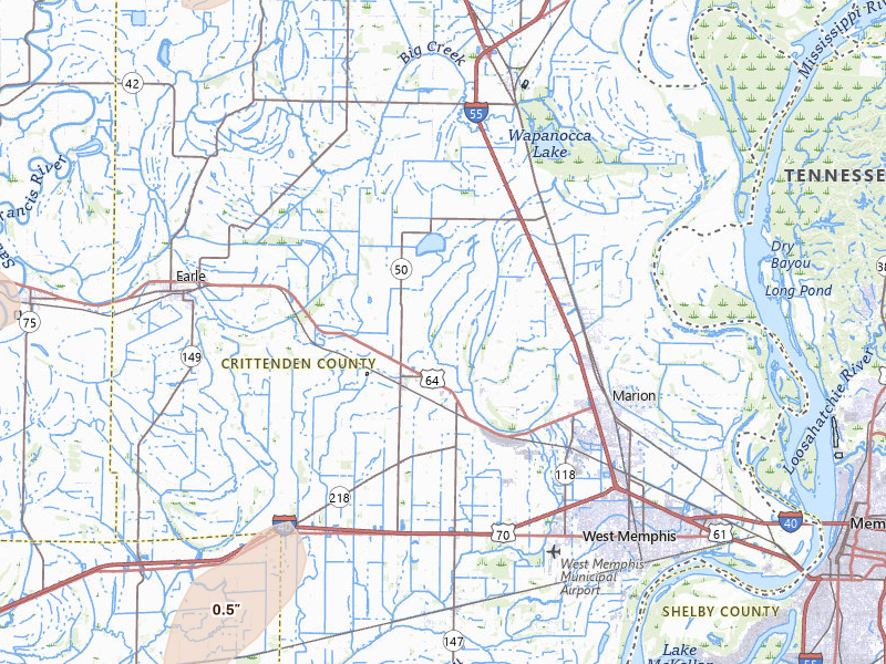 Radar-estimated hail-size map of the storm over Crawfordsville, AR on Apr 28, 2026