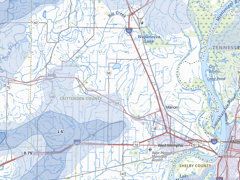 NEXRAD radar-signature map of the hail storm over Crawfordsville, AR on Apr 28, 2026