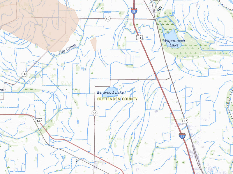Radar-estimated hail-size map of the storm over Crawfordsville, AR on Aug 22, 2026