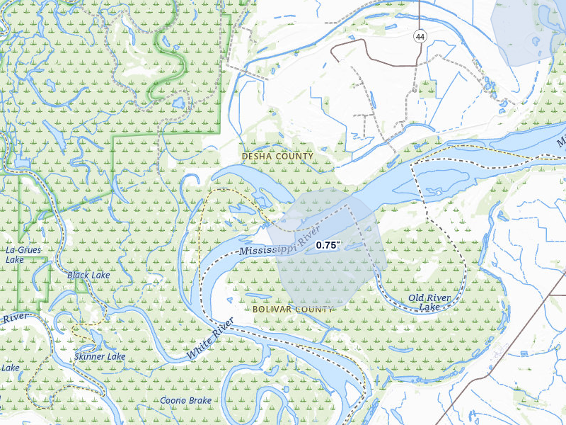 NEXRAD radar-signature map of the hail over Crumrod, AR