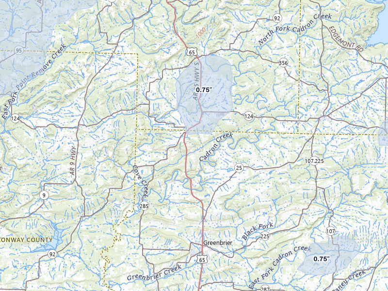 NEXRAD radar-signature map of the hail storm over Damascus, AR on Apr 28, 2026