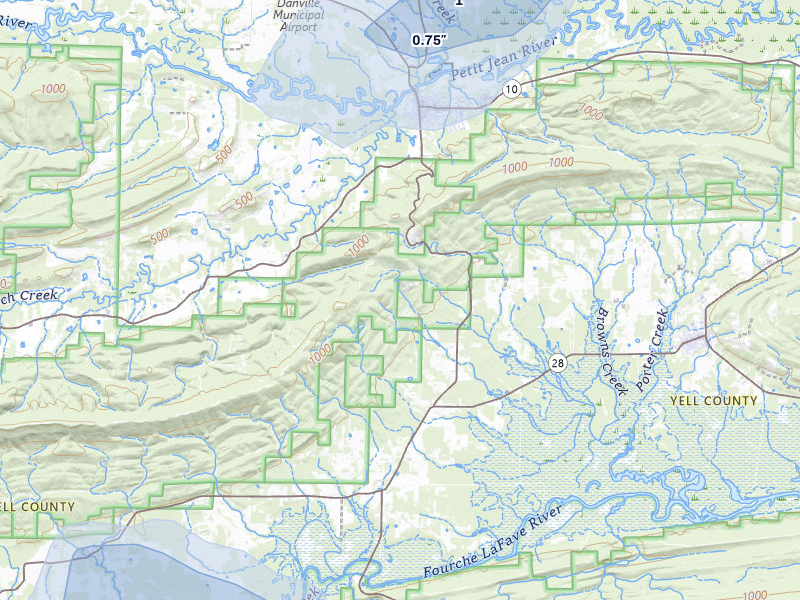 NEXRAD radar-signature map of the hail storm over Danville, AR on May 30, 2026