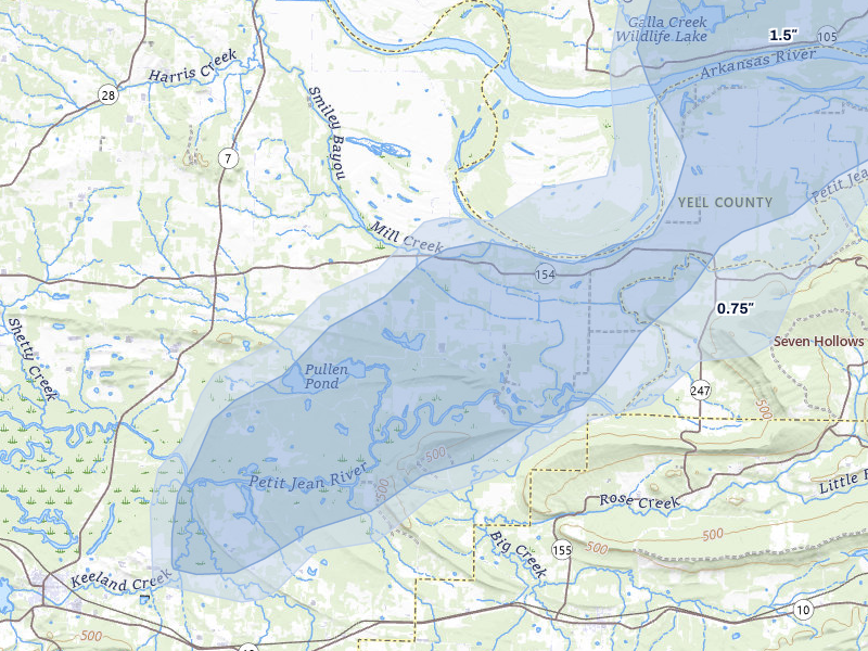 NEXRAD radar-signature map of the hail storm over Dardanelle, AR on May 30, 2026
