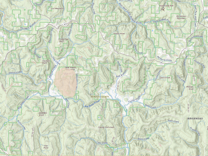 Radar-estimated hail-size map of the storm over Deer, AR