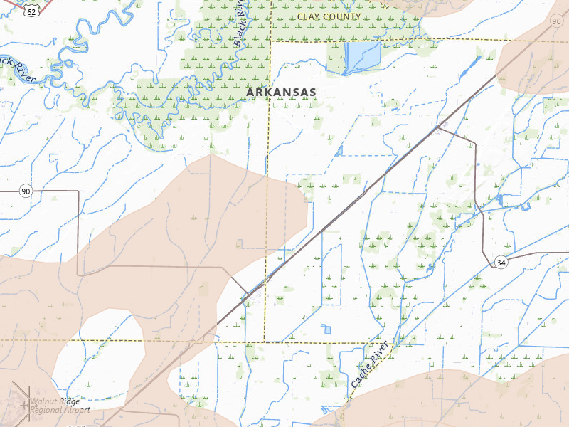 Radar-estimated hail-size map of the storm over Delaplaine, AR on Apr 27, 2026