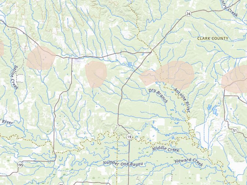 Radar-estimated hail-size map of the storm over Delight, AR on Mar 15, 2026