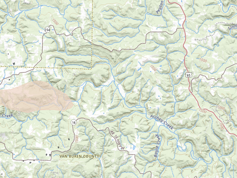 Radar-estimated hail-size map of the storm over Dennard, AR on Apr 27, 2026