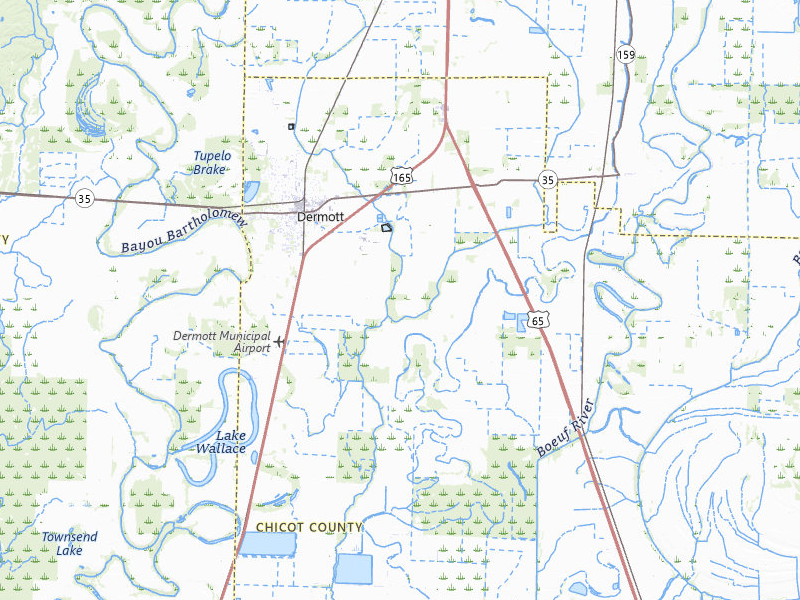 Radar-estimated hail-size map of the storm over Dermott, AR on Jul 4, 2026