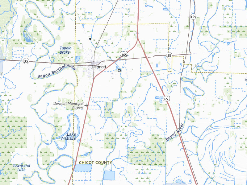 NEXRAD radar-signature map of the hail over Dermott, AR