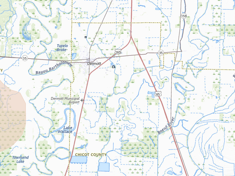 Radar-estimated hail-size map of the storm over Dermott, AR on Jul 8, 2026