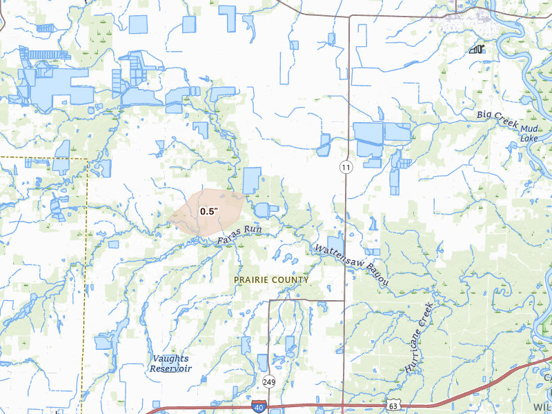 Radar-estimated hail-size map of the storm over Des Arc, AR