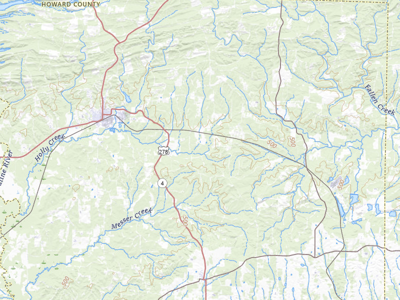 Radar-estimated hail-size map of the storm over Dierks, AR on Jul 4, 2026