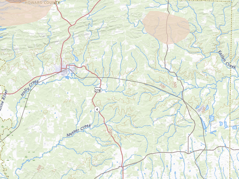 Radar-estimated hail-size map of the storm over Dierks, AR on Jul 7, 2026