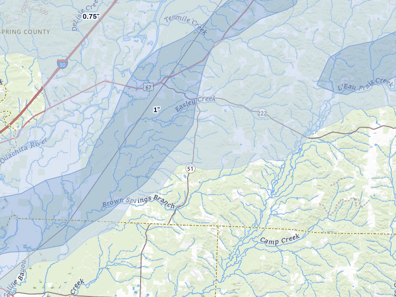 NEXRAD radar-signature map of the hail storm over Donaldson, AR on Apr 28, 2026