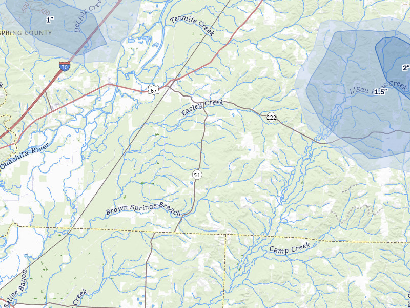 NEXRAD radar-signature map of the hail over Donaldson, AR
