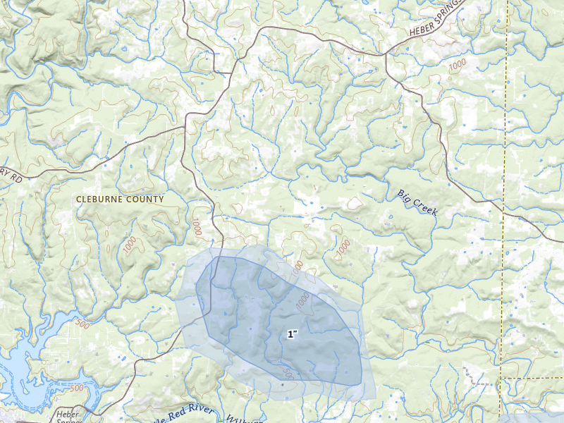 NEXRAD radar-signature map of the hail storm over Drasco, AR on Jul 6, 2026