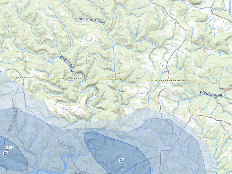 NEXRAD radar-signature map of the hail storm over Drasco, AR on Aug 22, 2026