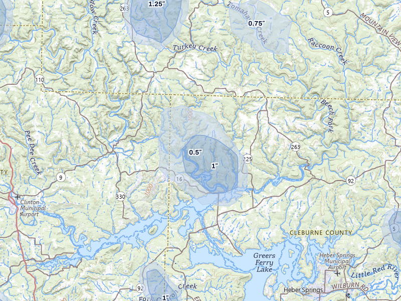 NEXRAD radar-signature map of the hail storm over Edgemont, AR on Jul 6, 2026