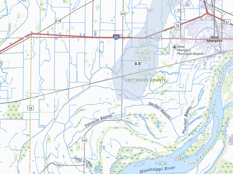 NEXRAD radar-signature map of the hail storm over Edmondson, AR on May 29, 2026